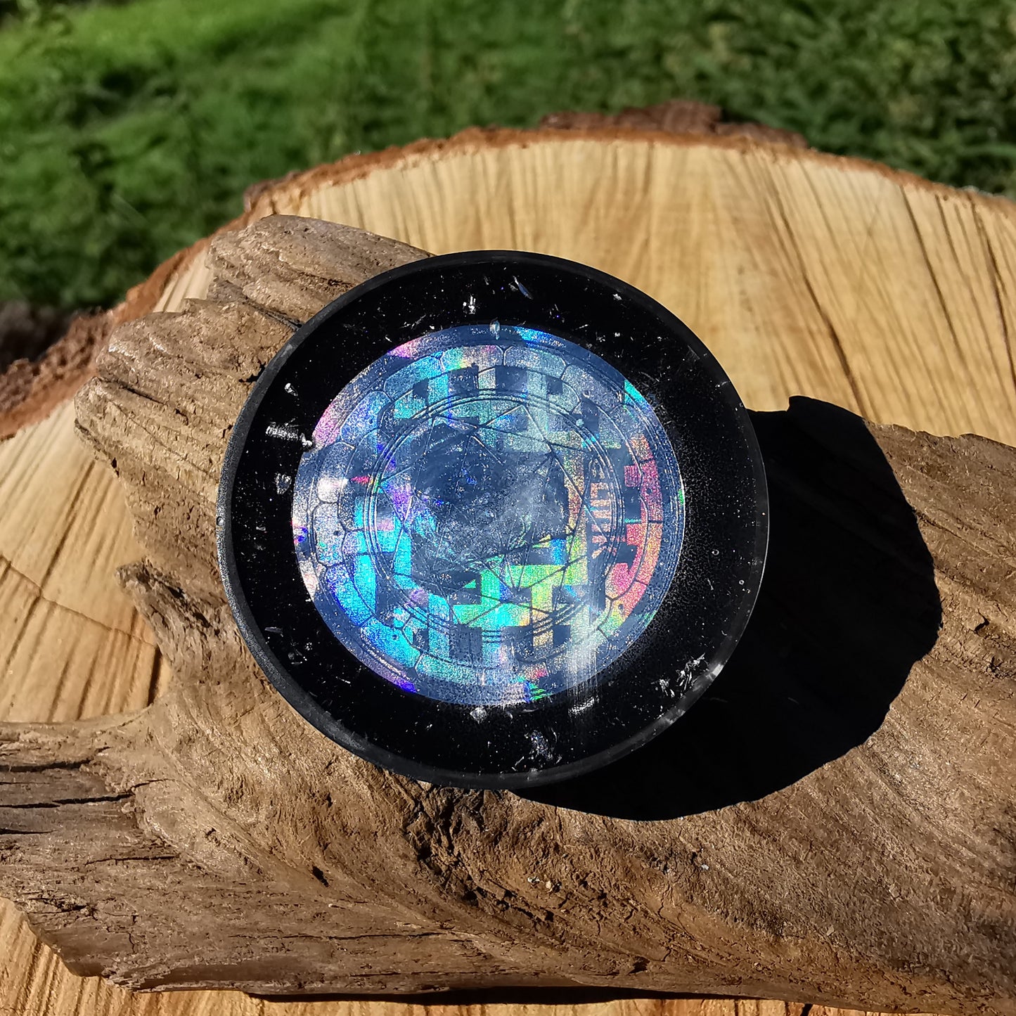 Orgone Mini Schild STÄRKE, WAHRHEIT & INNERE RUHE special EMF Protection mit E-Link Lebensblume