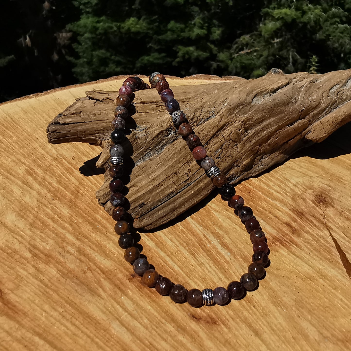 Heilsteinkette SPIRITUELLE VERBINDUNG mit PIETERSIT 6mm Kugeln S925