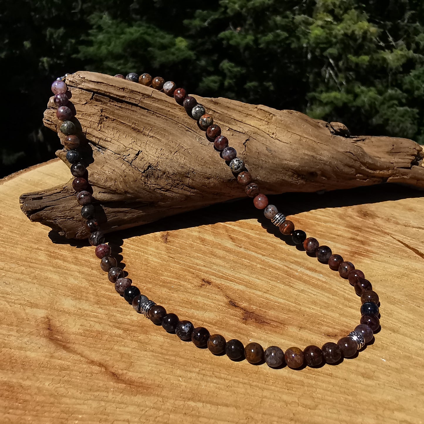 Heilsteinkette SPIRITUELLE VERBINDUNG mit PIETERSIT 6mm Kugeln S925