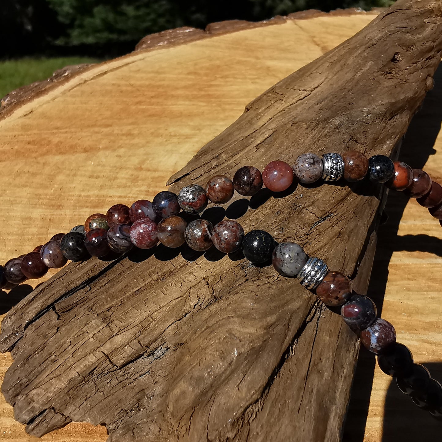 Heilsteinkette SPIRITUELLE VERBINDUNG mit PIETERSIT 6mm Kugeln S925