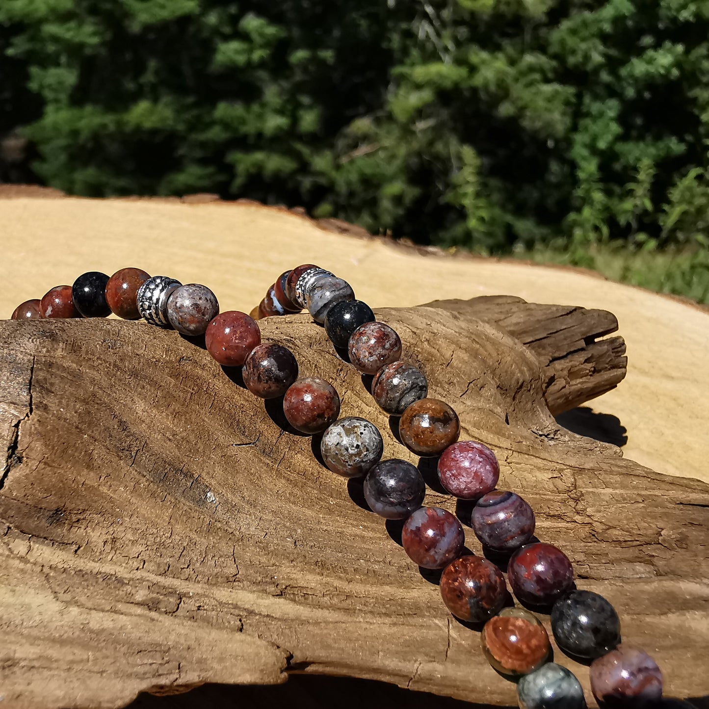 Heilsteinkette SPIRITUELLE VERBINDUNG mit PIETERSIT 6mm Kugeln S925