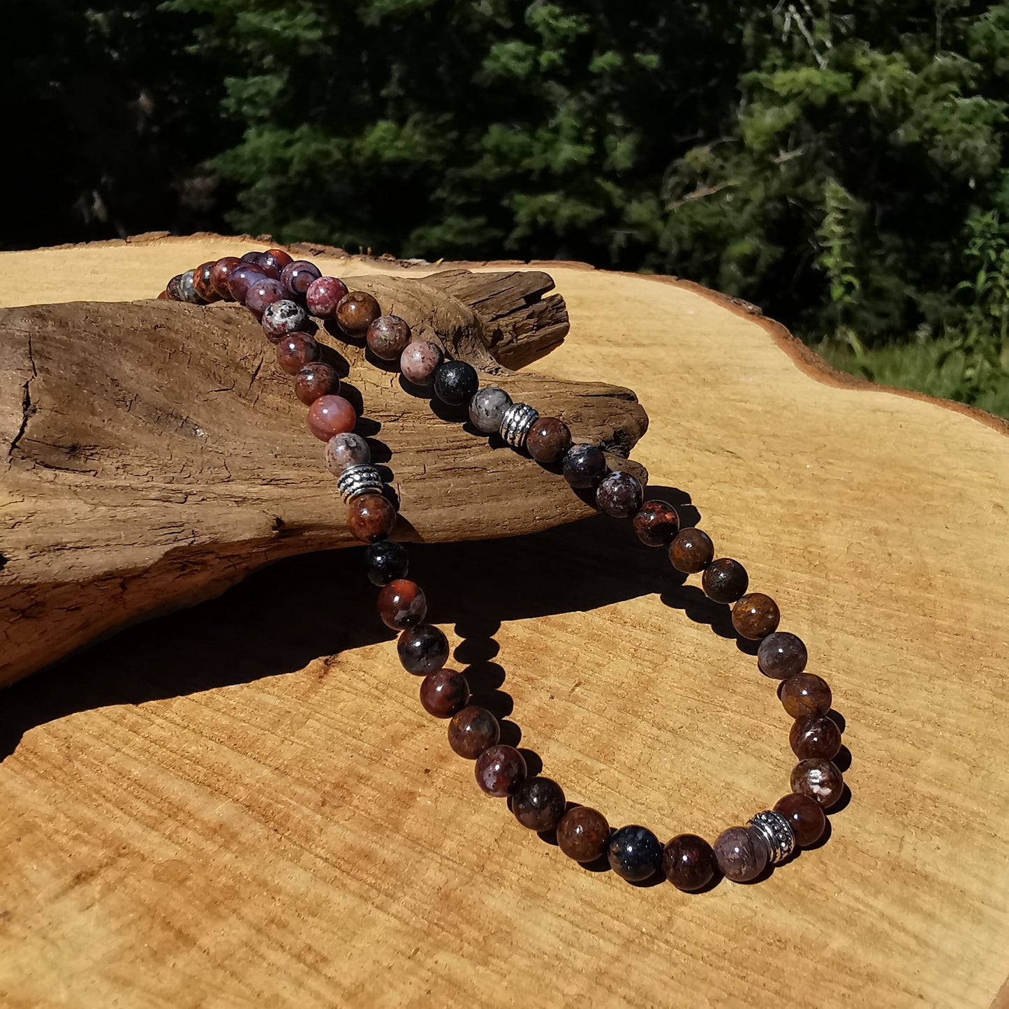 Heilsteinkette SPIRITUELLE VERBINDUNG mit PIETERSIT 6mm Kugeln S925