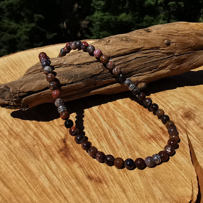 Heilsteinkette SPIRITUELLE VERBINDUNG mit PIETERSIT 6mm Kugeln S925