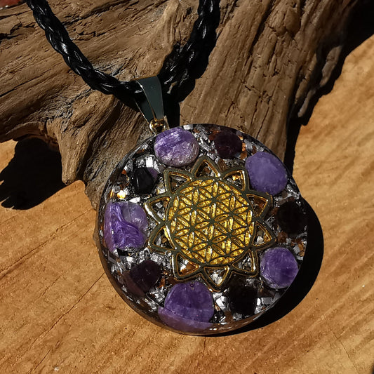 Large Orgone Protection pendant SPIRITUAL GROWTH silver
