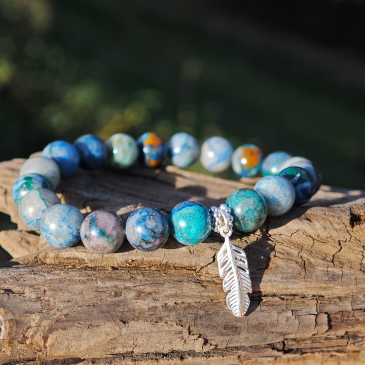 Edelstein Armband GEISTESSTÄRKE SHATTUCKIT Feder S925 8mm