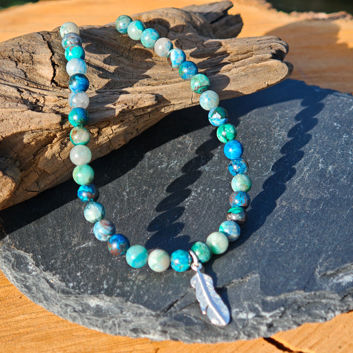 Edelsteinkette GEISTESSTÄRKE Shattuckit 6mm Feder S925