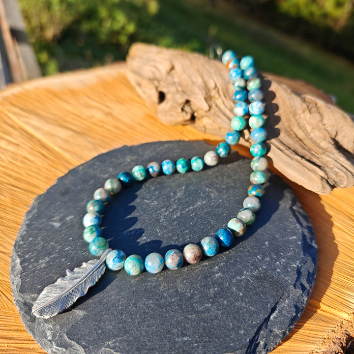 Edelsteinkette GEISTESSTÄRKE Shattuckit 8mm Feder S925