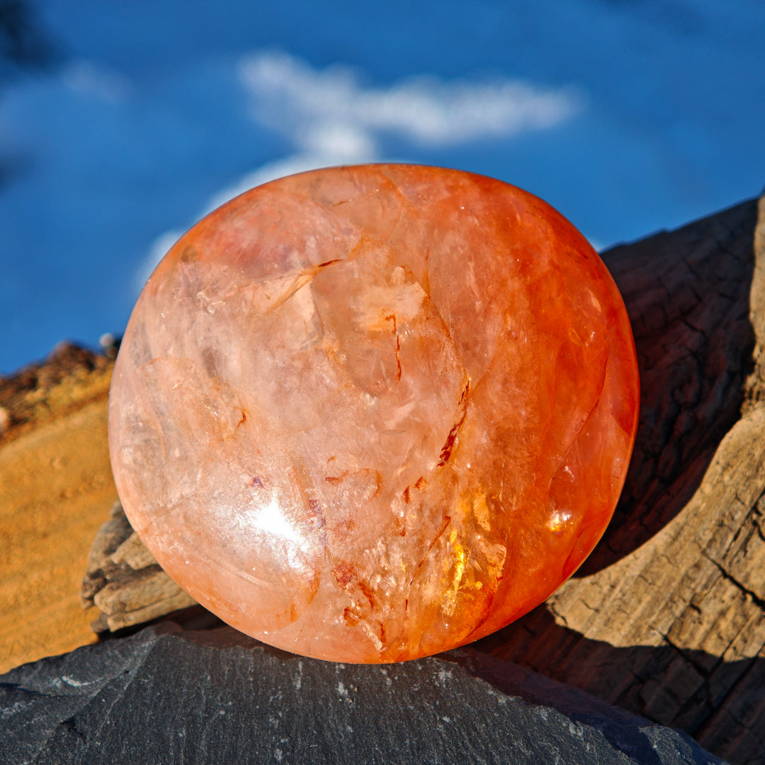 Red Healer Hämatitquarz Bergkristall Handschmeichler L (12)