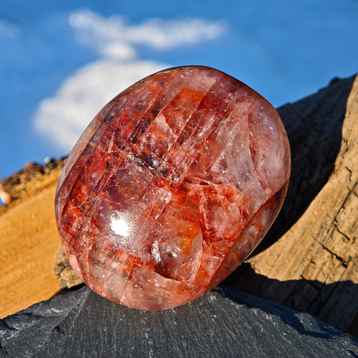 Red Healer Hämatitquarz Bergkristall Handschmeichler L (10)