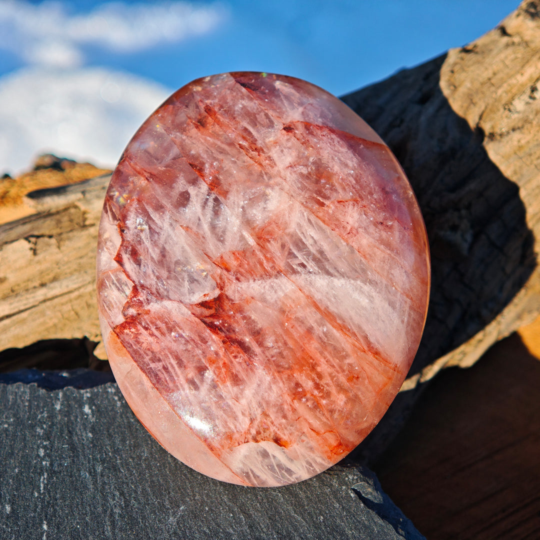 Red Healer Hämatitquarz Bergkristall Handschmeichler L (9)