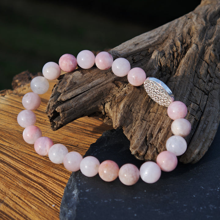 Edelstein Armband SPIRITUELLER SCHUTZ Petalit Lebensblume gross S925 8mm