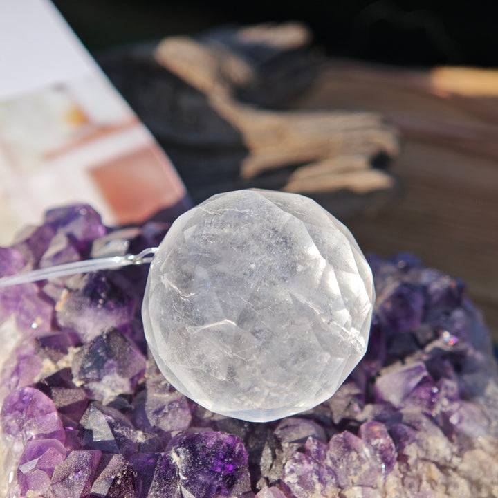 Lichtkristall Kugel (facettierter Bergkristall) 28mm fürs Fenster