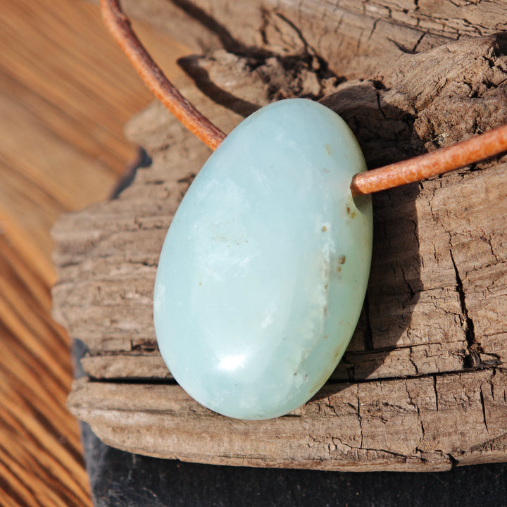 Andenopal blau (Geistiges Erwachen) Anhänger Trommelstein gebohrt 5 Stück zur Auswahl