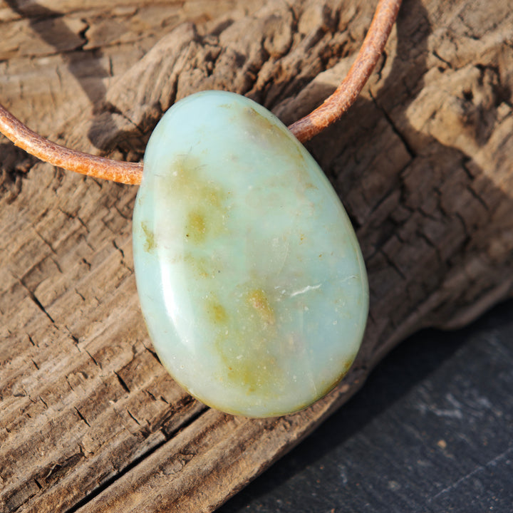 Andenopal blau (Geistiges Erwachen) Anhänger Trommelstein gebohrt 5 Stück zur Auswahl