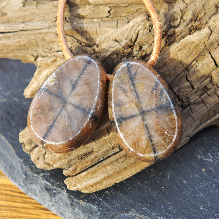 Chiastolith (Psychisches Schutzschild) Trommelstein gebohrt 2 zur Auswahl