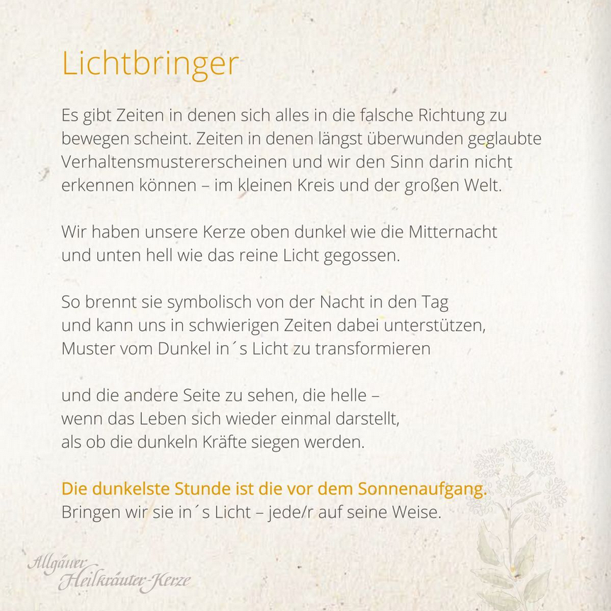 LICHTBRINGER - Zeitgeist - Limitierte Sonderedition - Allgäuer Heilkräuter Kerze