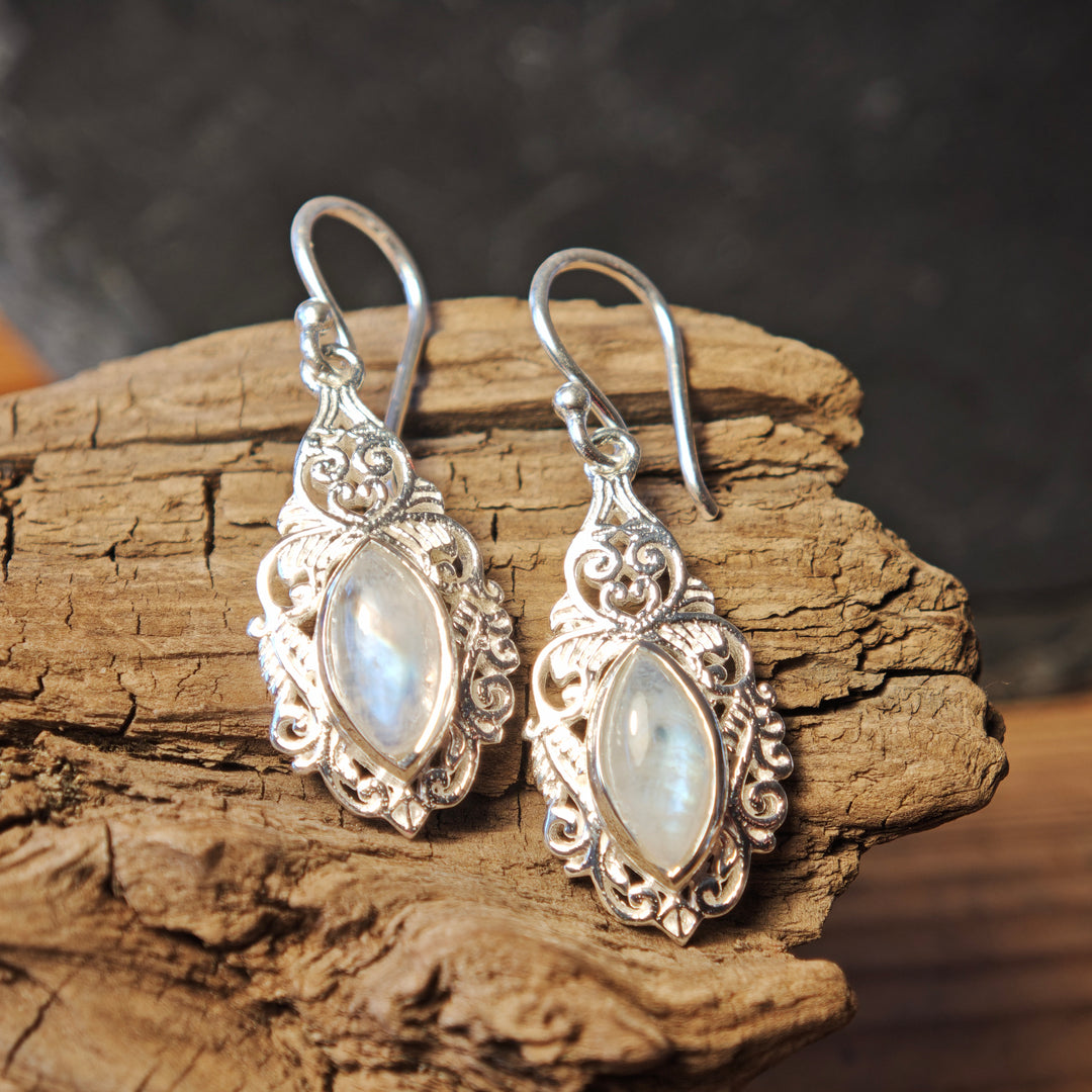 Regenbogen Mondstein Ohrhänger Caladwen Silber 925