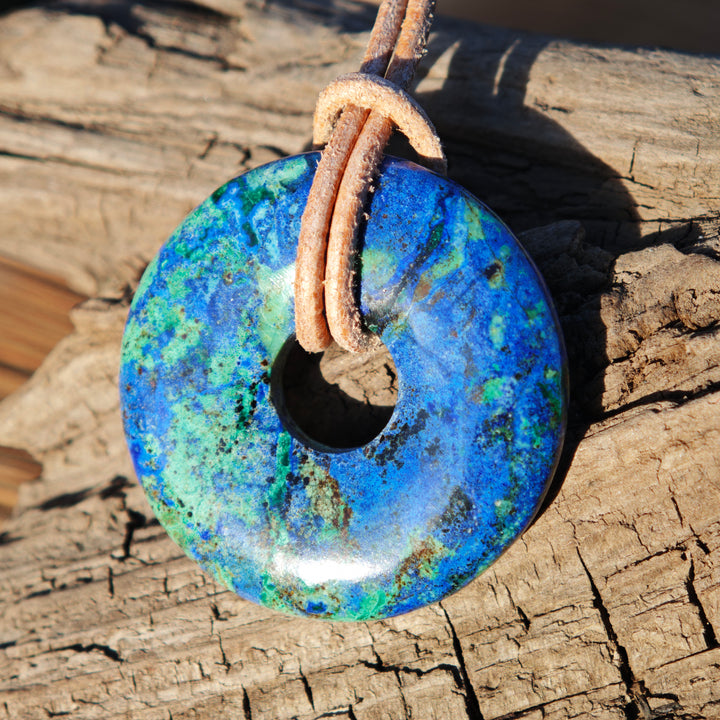 Azurit-Malachit Pi Scheibe (Geistiges Erkennen) 30mm UNIKAT Extraqualität