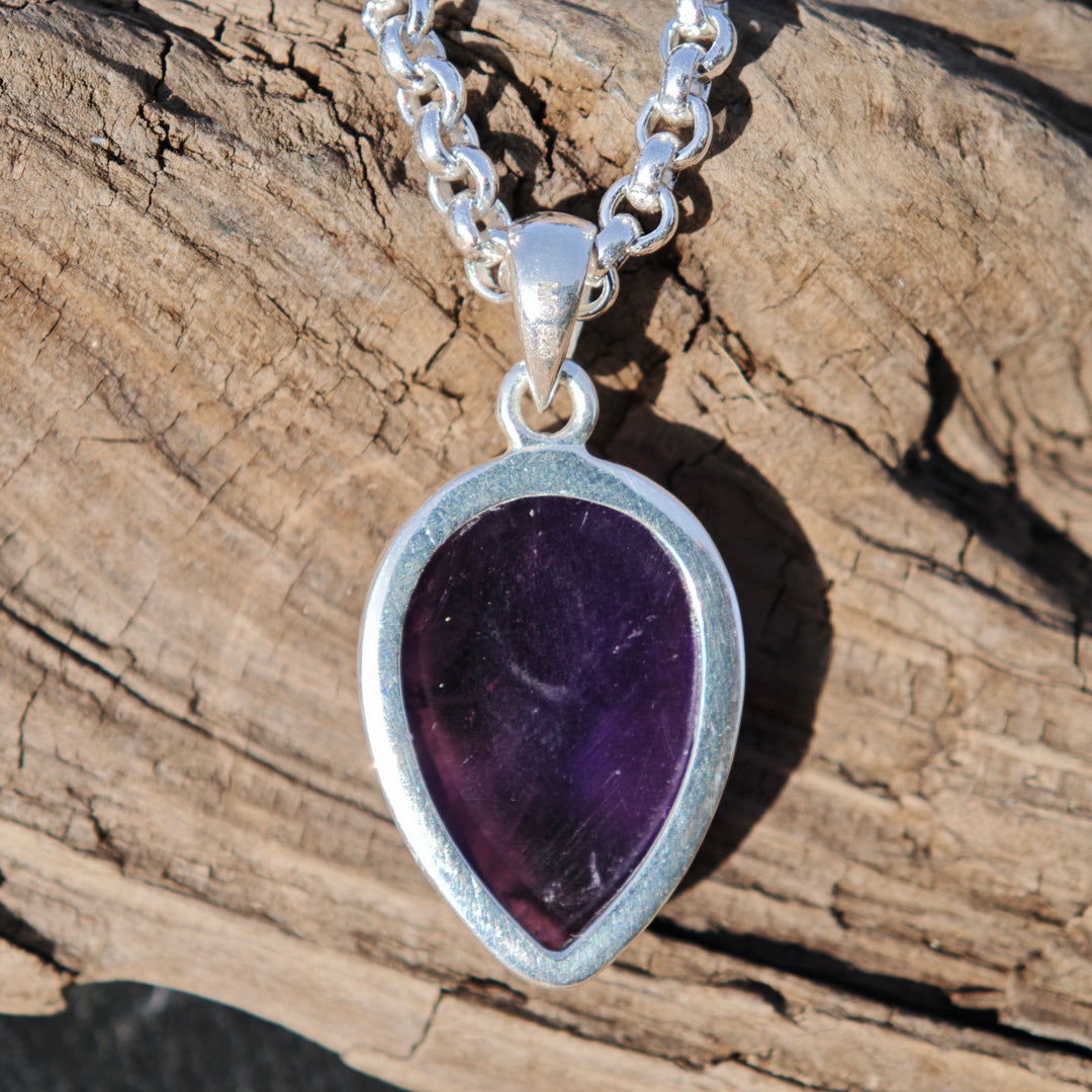 Amethyst Tropfen gefasst in Silber 925