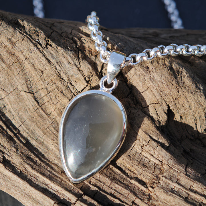 Mondstein grau Tropfen einmalige Extraqualität gefasst in Silber 925