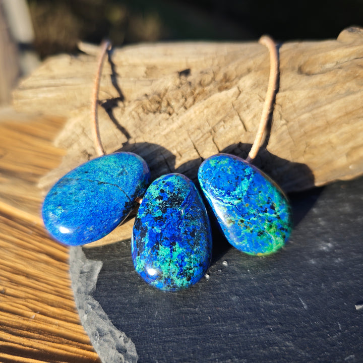 Azurit-Malachit Anhänger Trommelstein gebohrt (Geistiges Erkennen) Unikate zur individuellen Auswahl