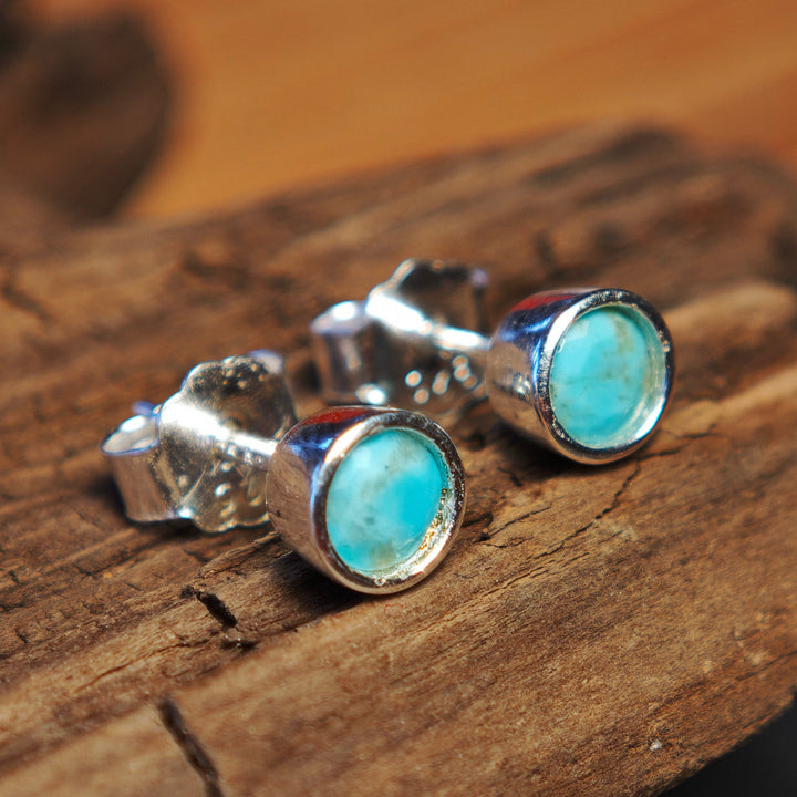 Türkis facettiert Ohrstecker rund 5mm Silber 925