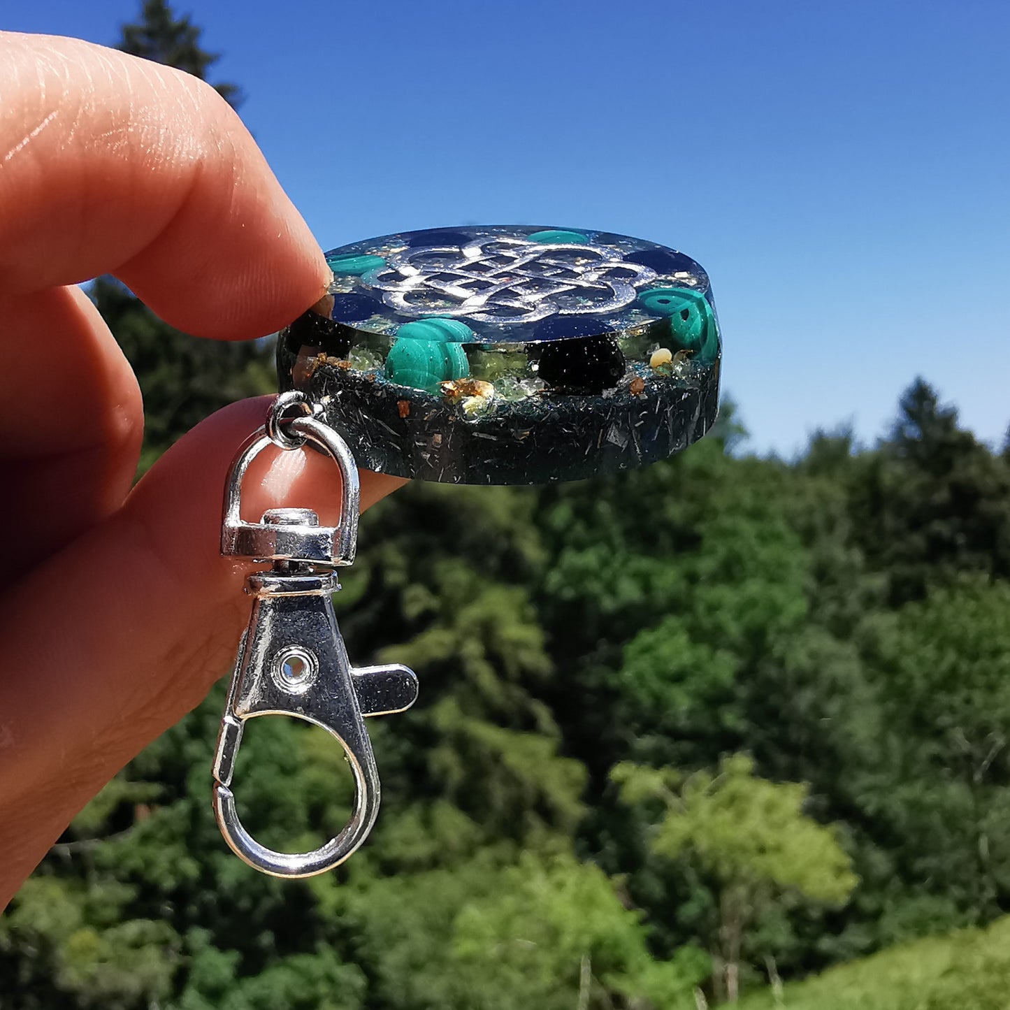 Grosser Anhänger NEUBEGINN, WACHSTUM & SCHUTZ "Celtic Style" mit Karabiner