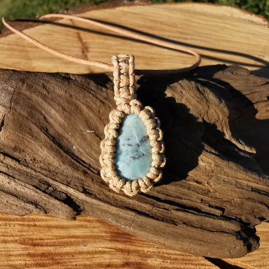 Larimar donut unique on silver 925 clip and omega ring 2mm
