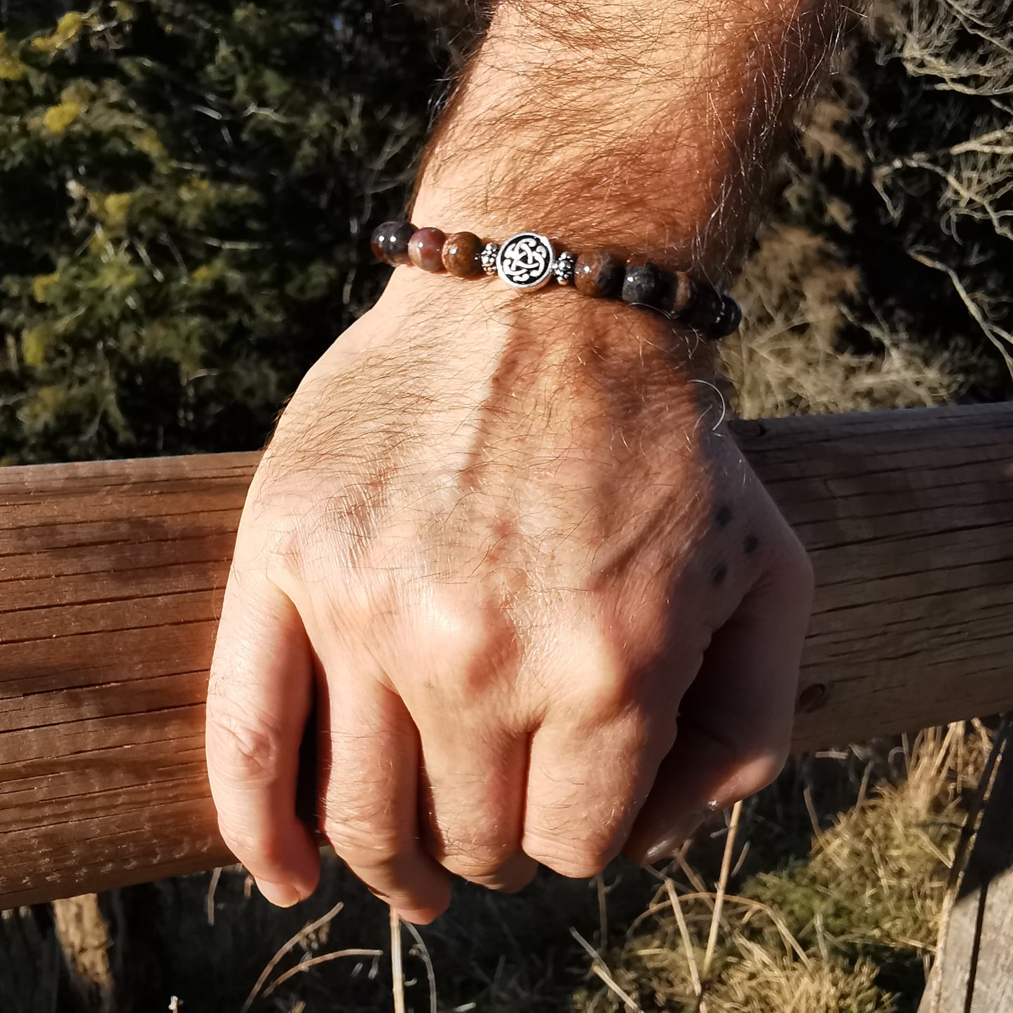 Heilstein Armband SPIRITUELLE VERBINDUNG mit PIETERSIT S925 keltisch 8mm Kugeln