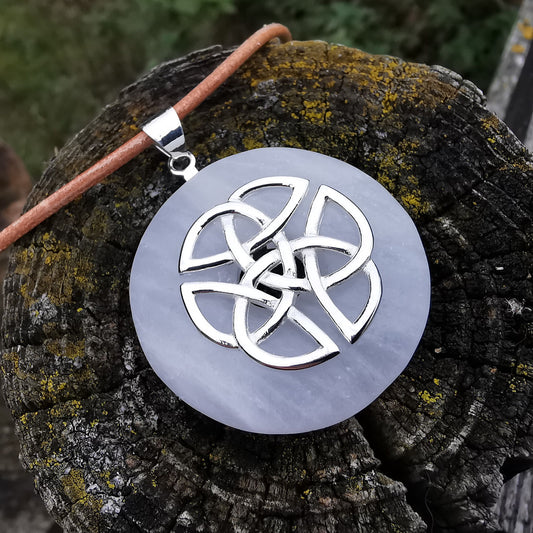 Barite pendant donut with silver 925 Celtic knot