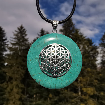 Barite donut with silver 925 flower of life